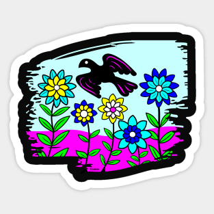 Blackbird Flower Garden Sticker